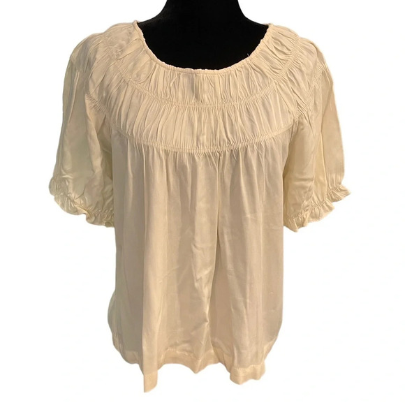 Pologram Illie Smocked Detailed Blouse Top in Ivory size small - Picture 1 of 7
